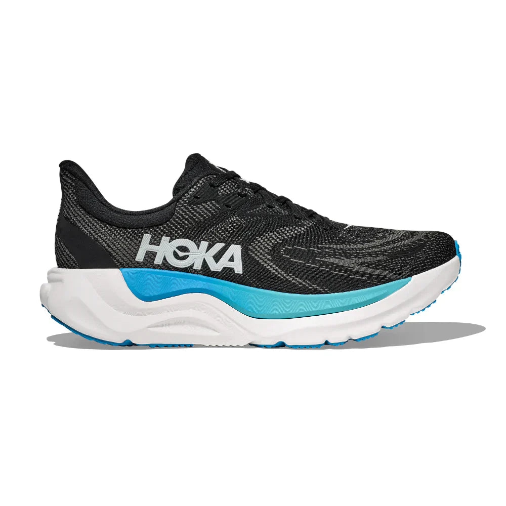 Hoka Arahi 8 womens stability running shoe black skyward blue side view
