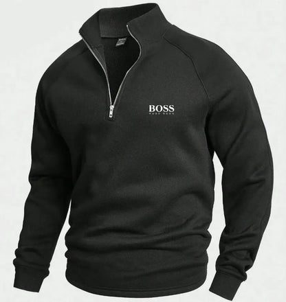 Heritage mens half zip sweater black classic knit warm pullover casual