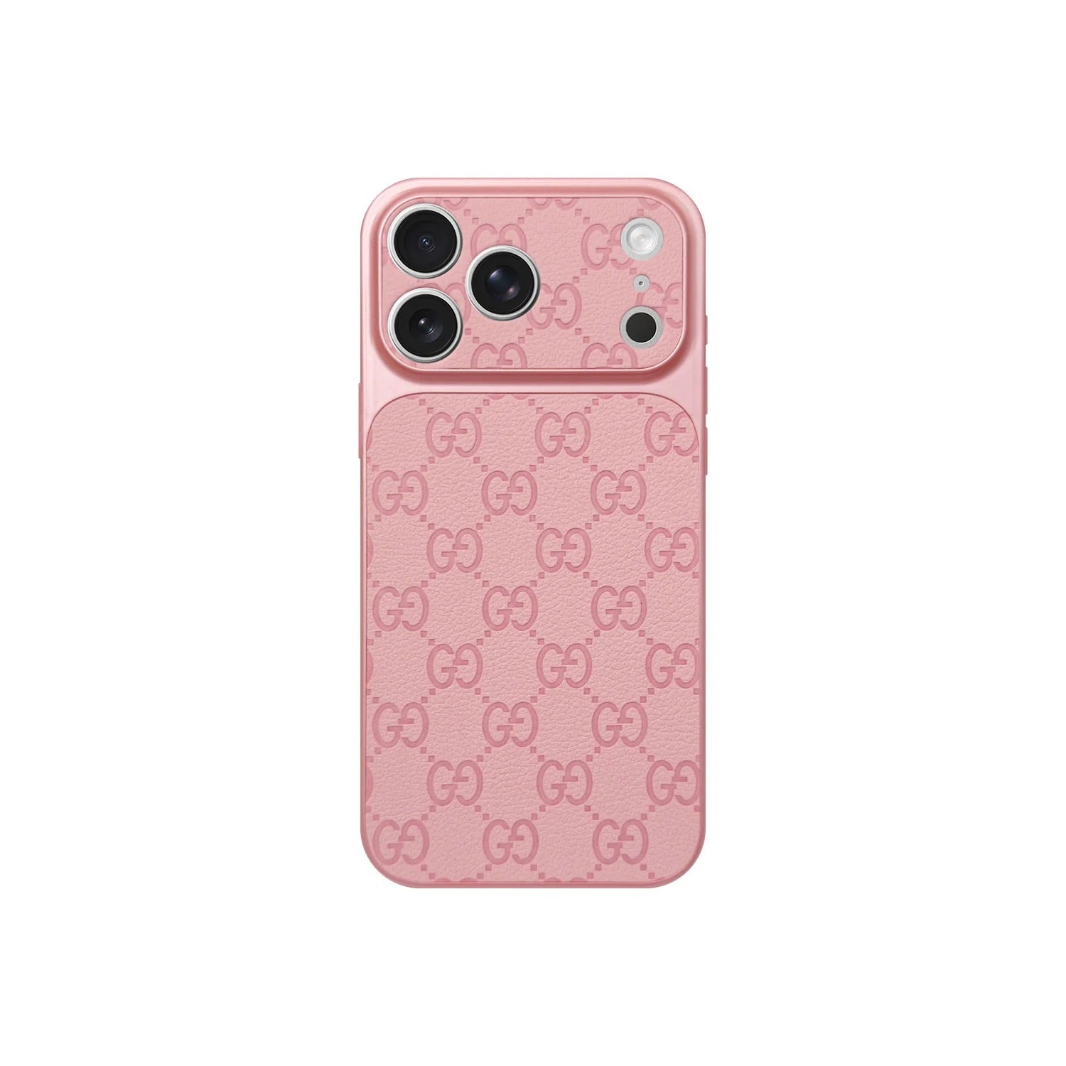 GG monogram iPhone case pink luxury designer pattern front view
