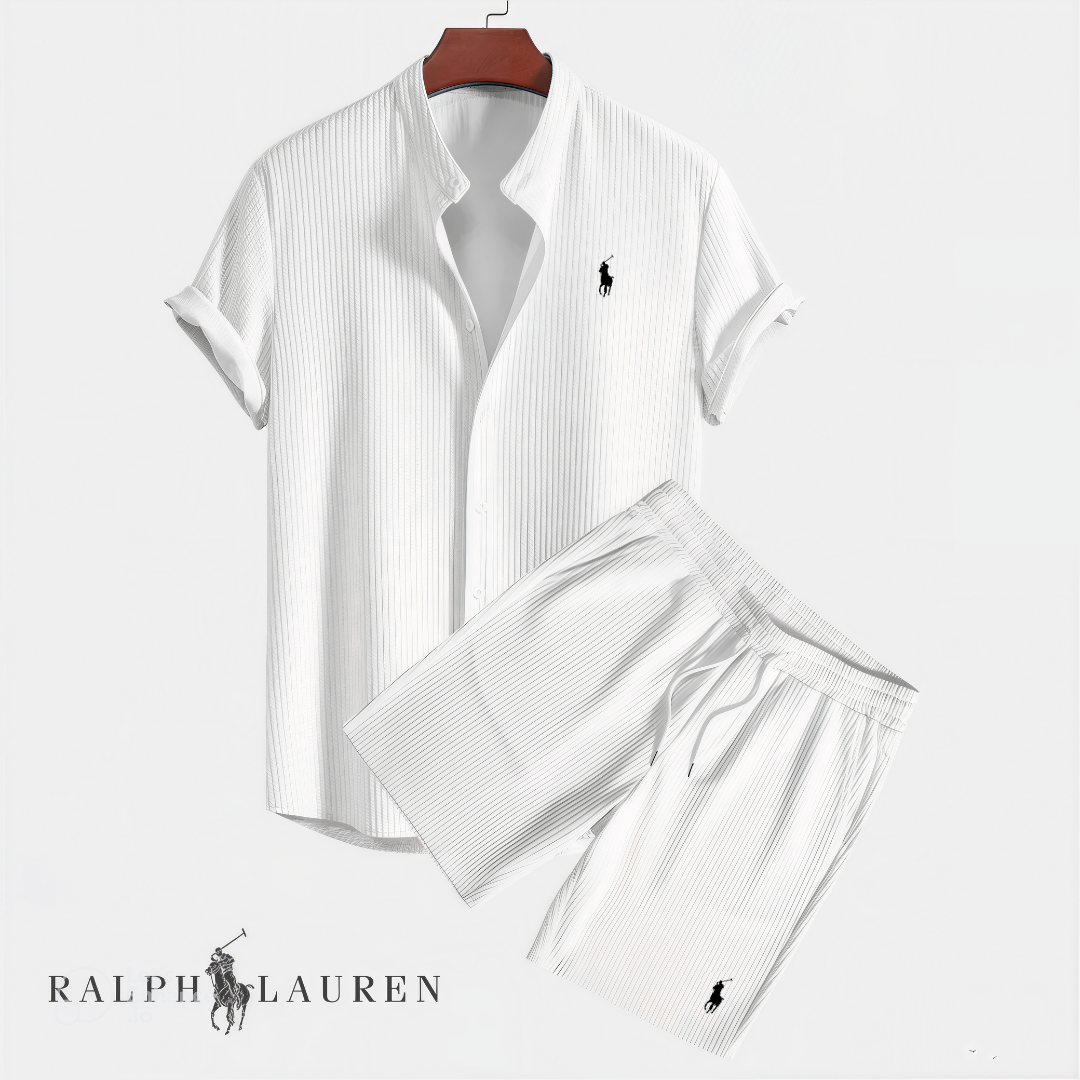 Premium mens exclusive polo shirt and shorts matching set white summer outfit
