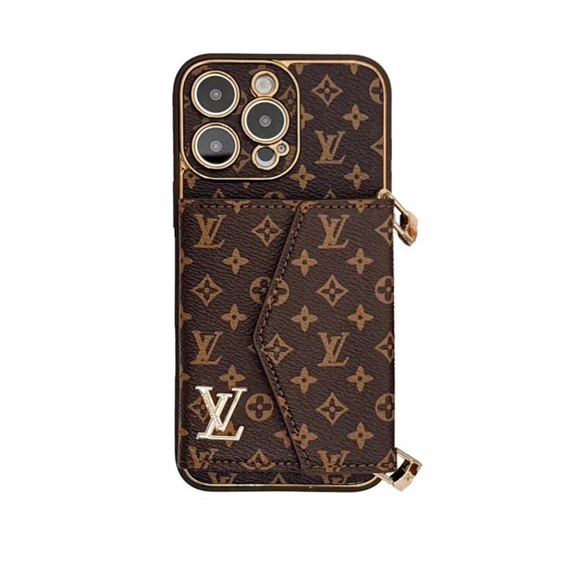 Monogram iPhone Wallet Case with Card Slots and Crossbody Strap