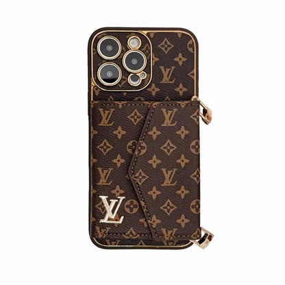 Monogram iPhone Wallet Case with Card Slots and Crossbody Strap
